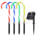 Solar Christmas Candy Cane Pathway Lights, Set of 4 Multicolor Stake Lights with 8 Modes, Ships from USA