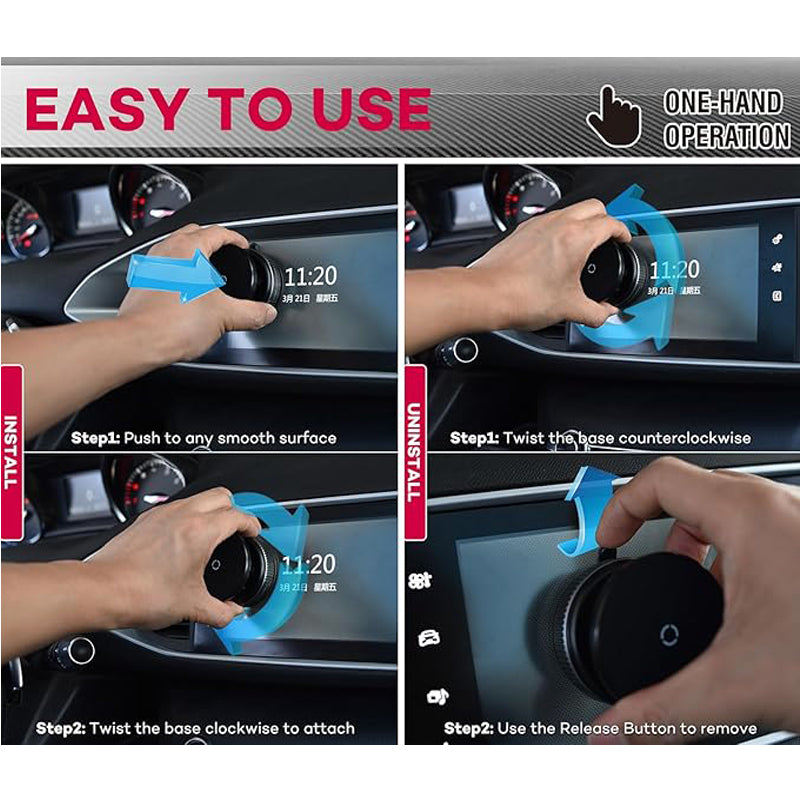 Vacuum Suction Magnetic Phone Mount for Car Dash and Glass, 360° Adjustable