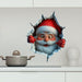 Santa Breaking Through the Wall Christmas Sticker, 25 x 29 cm