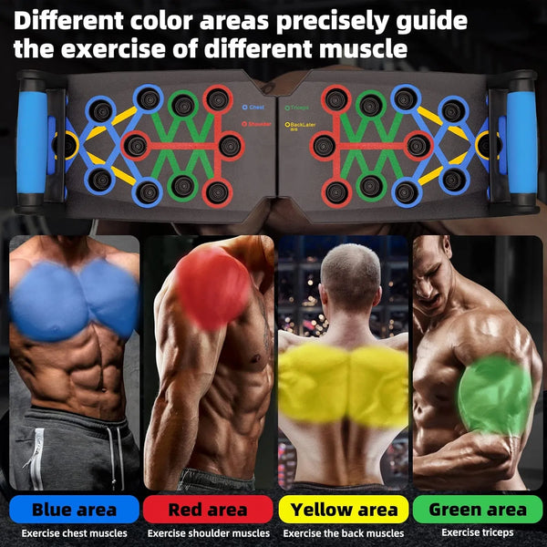 Foldable Push-Up Board Fitness Trainer with Color-Coded Hand Positions