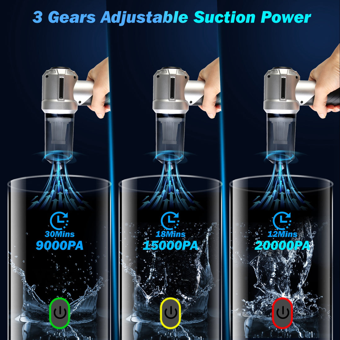 Cordless Air Duster and Handheld Vacuum, 20000Pa Brushless, Rechargeable