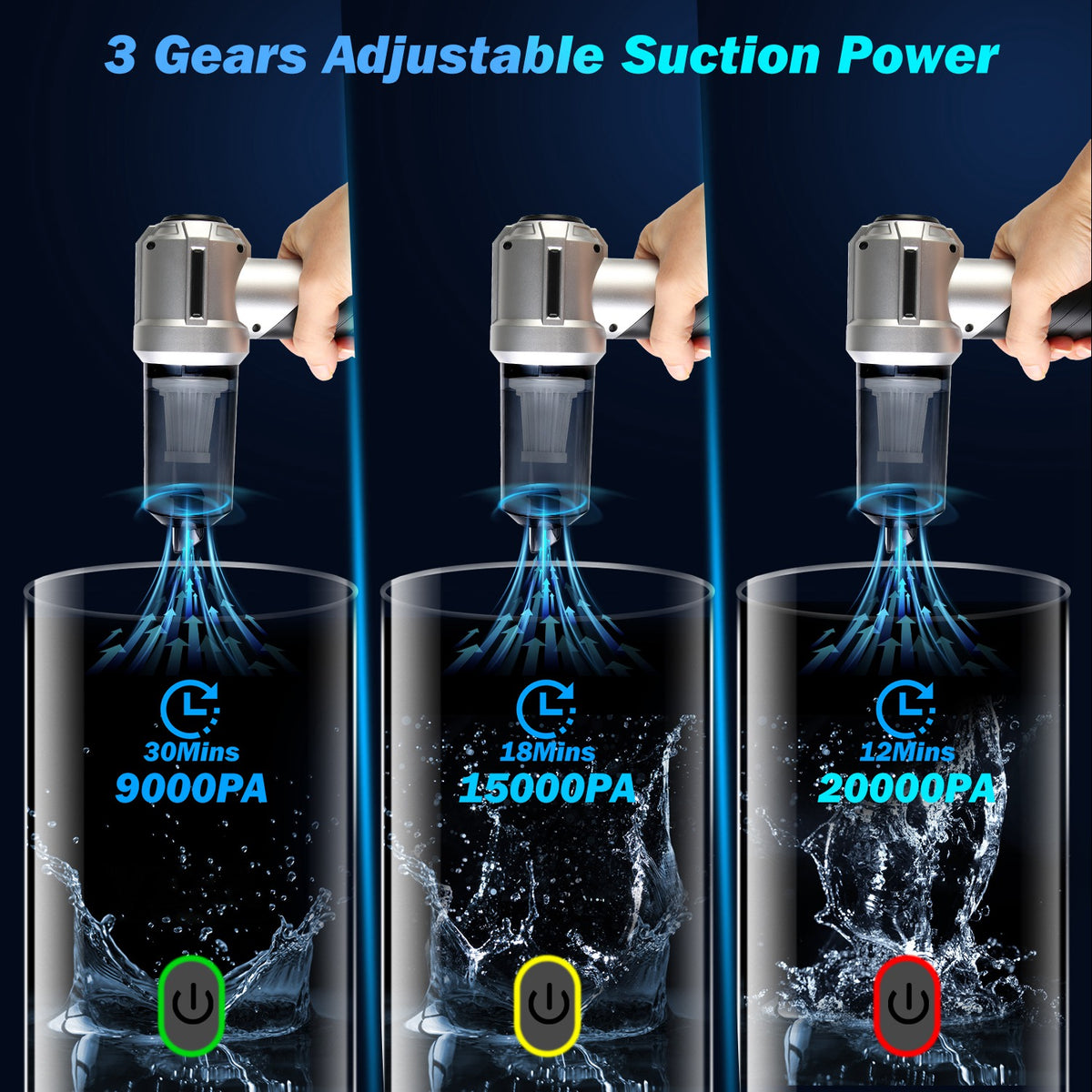 Cordless Air Duster and Handheld Vacuum, 20000Pa Brushless, Rechargeable