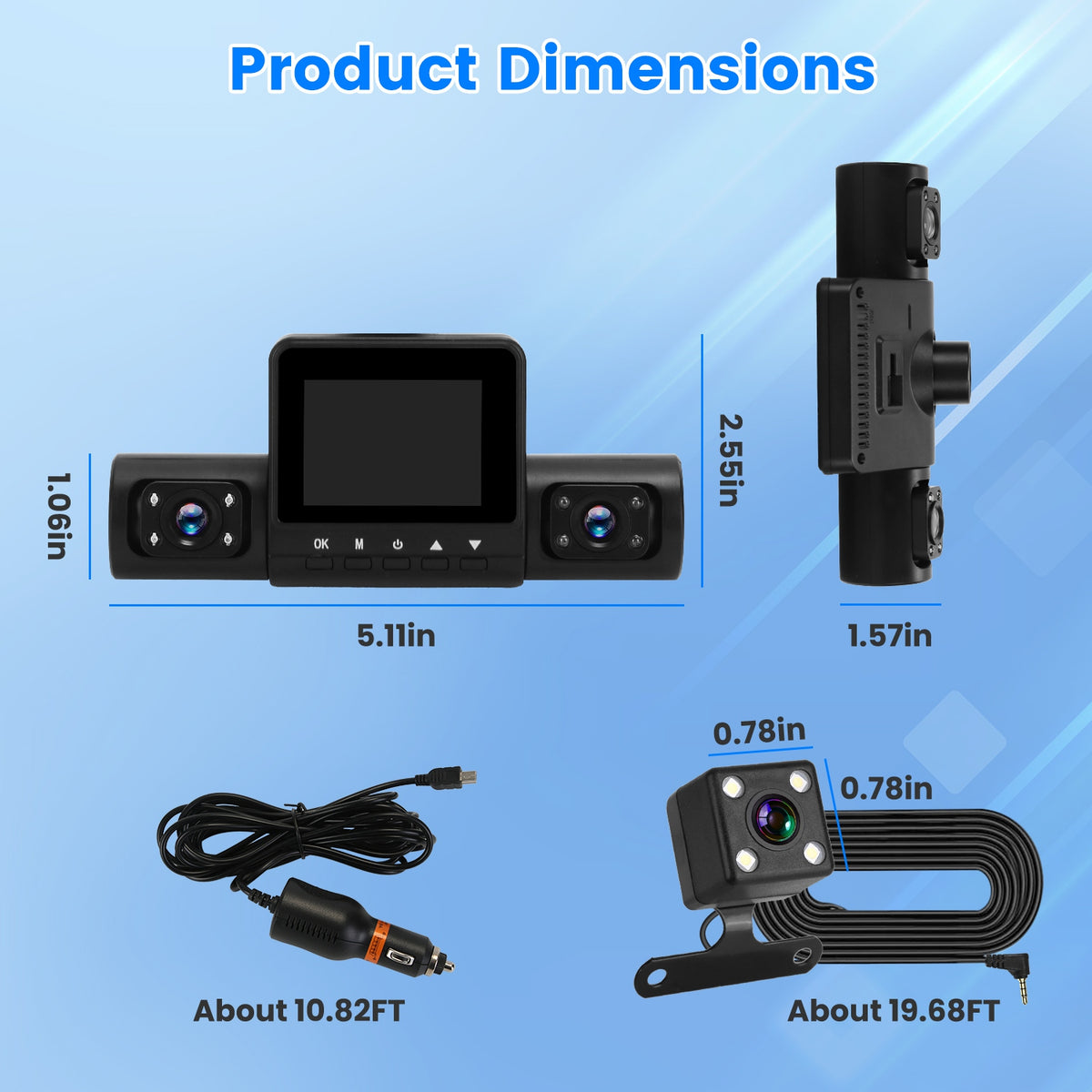 4-Channel Dash Cam with Rear Camera, IR Night Vision and 32GB Card