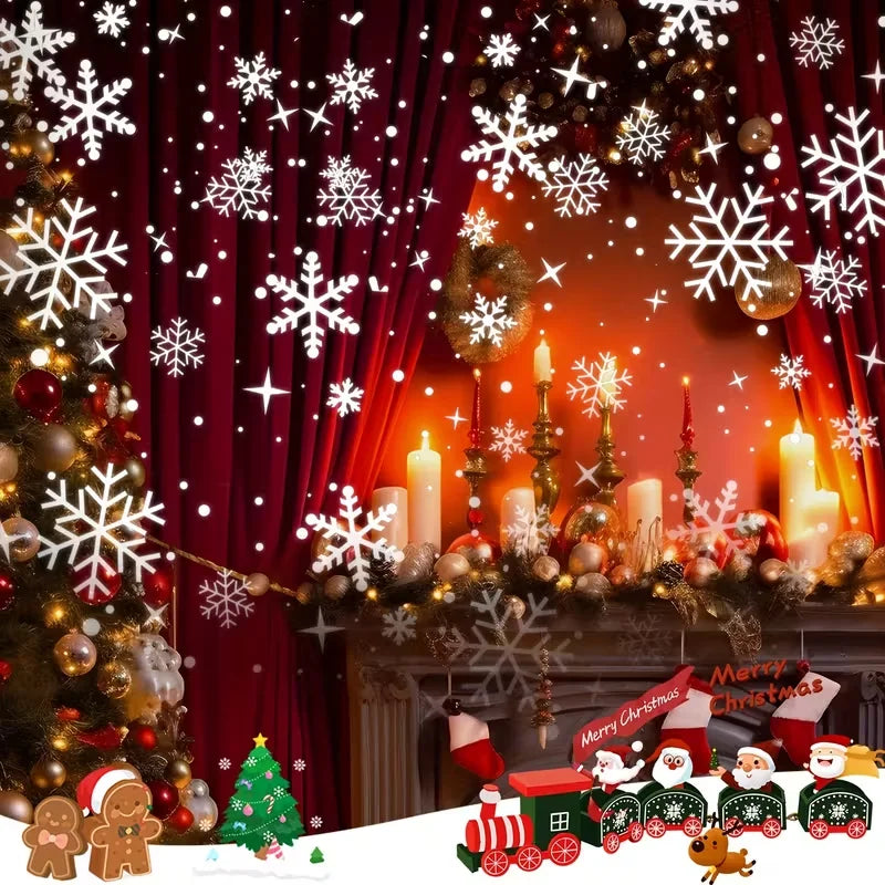 Christmas Snowflake Projector Light, Rotating Indoor Snowfall Effect, USB Powered