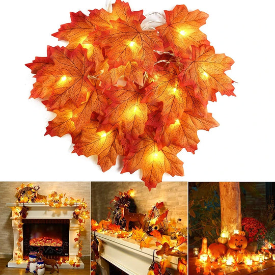 Christmas Maple Leaves LED String Lights, 2M 10-LED (USB Powered)