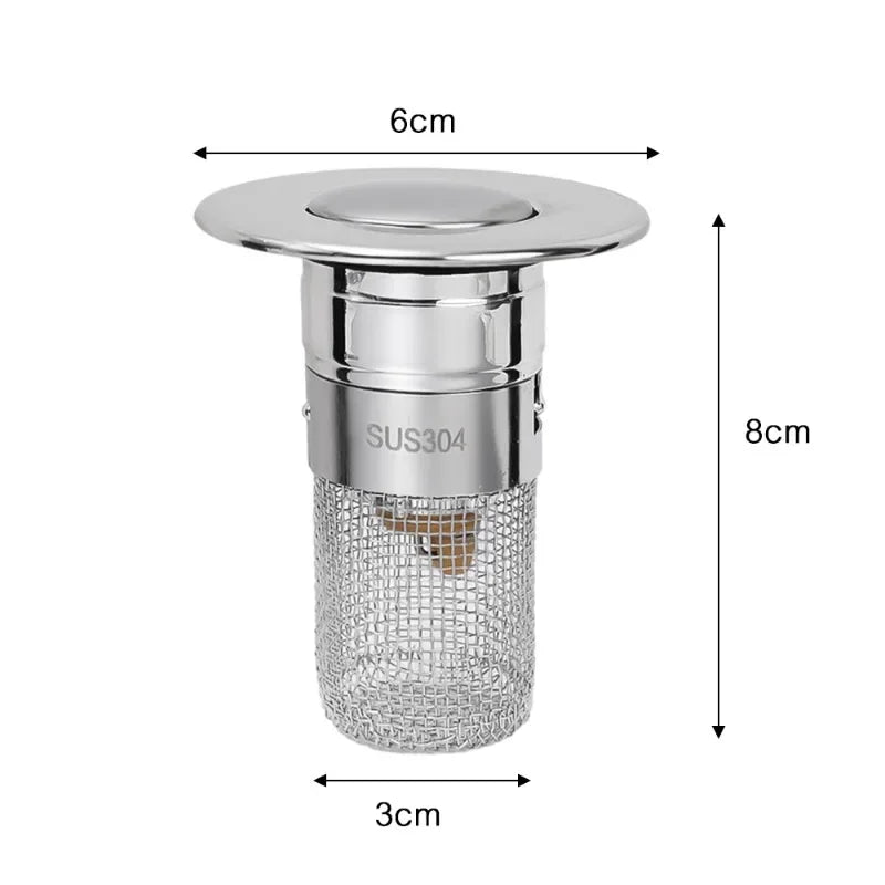 Stainless Steel Pop-Up Floor Drain Filter with Mesh Hair Catcher