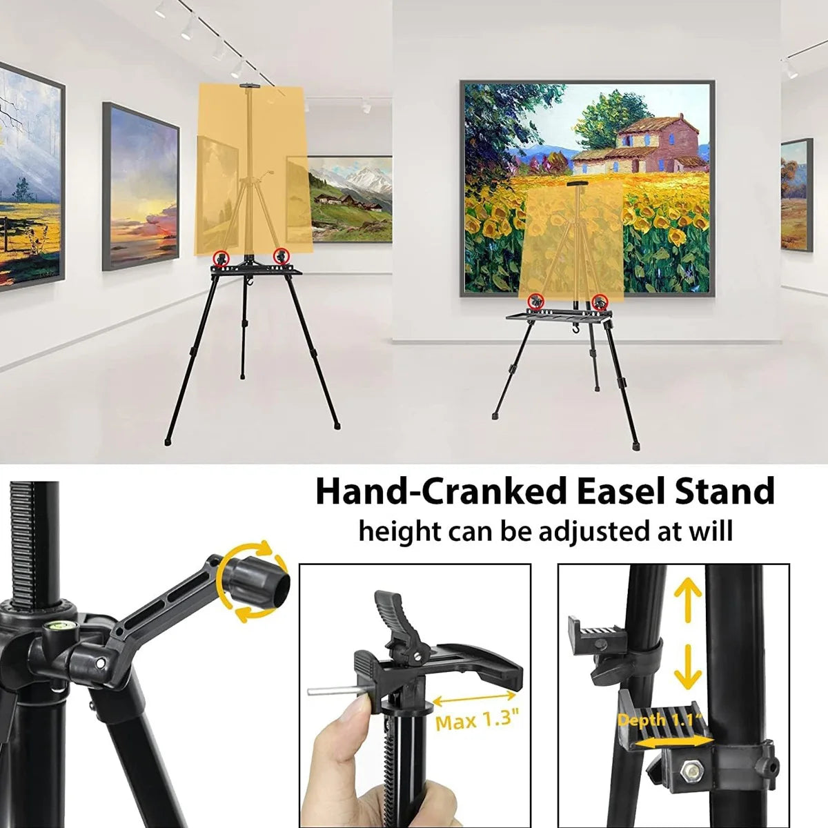 Portable Aluminum Painting Easel with Tripod Stand and Carry Bag, 50 to 126 cm
