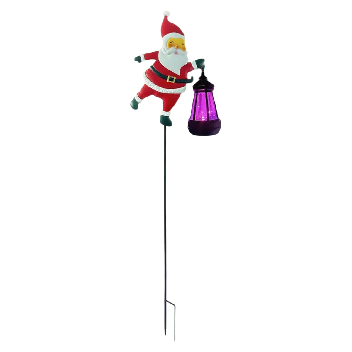 Solar Santa Watering Can Light, Christmas Yard Stake with Pouring Multicolor LED String Lights