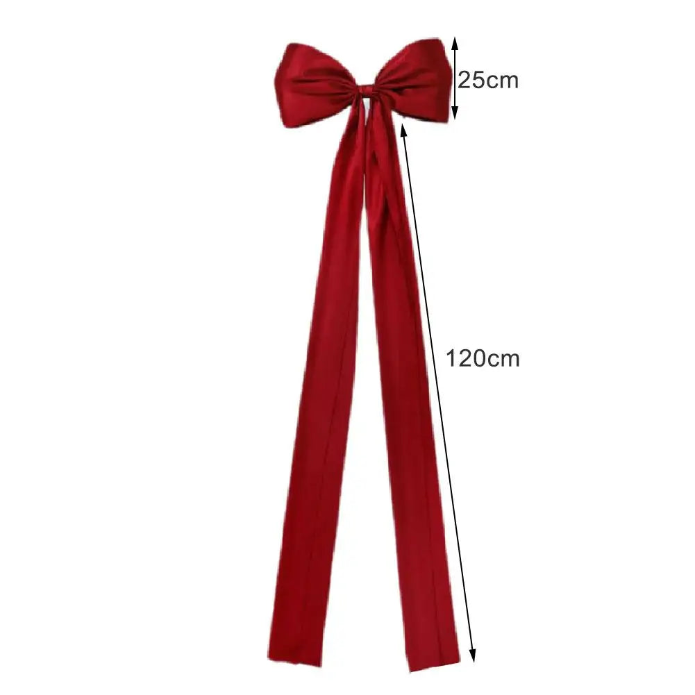 Large Red Christmas Tree Topper Bow with 4 ft Streamers
