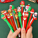 Christmas Cartoon Gel Pens, Set of 5 - Santa, Snowman & Reindeer Toppers, Kids Holiday Party Favors