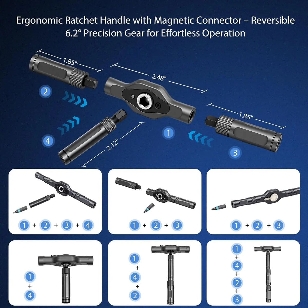 24-in-1 Magnetic Ratchet Screwdriver Set with Reconfigurable T-Handle