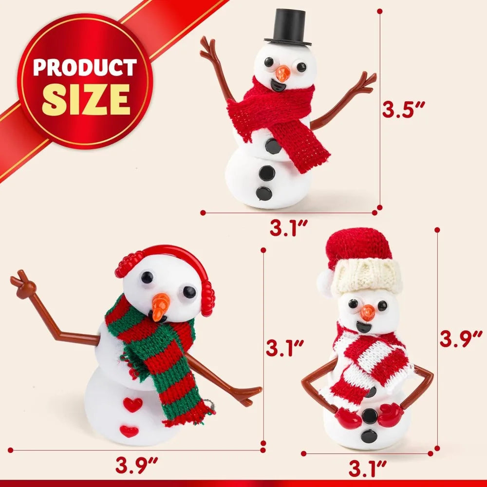 Christmas Build-Your-Own Snowman Craft Kit, 3-Pack DIY Clay Snowman Activity