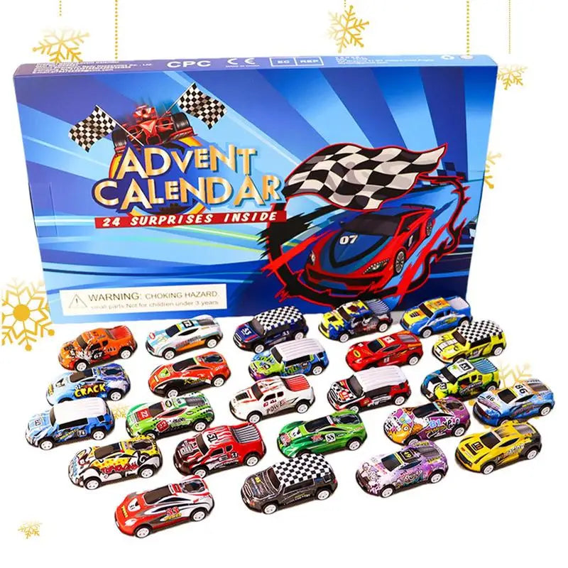 Christmas Advent Calendar with 24 Toy Cars, 24-Day Countdown Gift Set