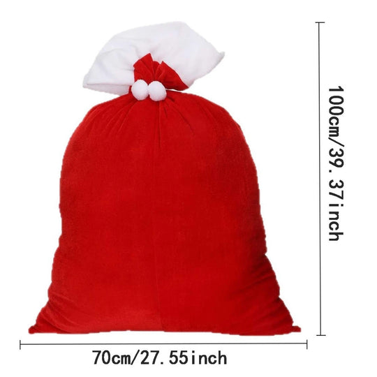 Extra Large Santa Sack for Christmas Presents, 39 x 27.5 in Red Velvet Gift Bag with Drawstring