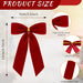Red Velvet Christmas Tree Bows, 12 Pack, 4.7 in Bow Ornaments with Tie-On Straps