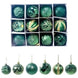 Green and Gold Christmas Ball Ornaments, Boxed Set of 12 Assorted 2.36 in Shatterproof Tree Balls