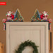 Christmas Door Frame Corner Sign, Flat Wooden Santa and Tree Door Topper Decoration, Left Corner