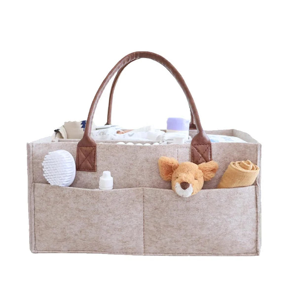 Felt Diaper Caddy Organizer with Dividers and Carry Handles