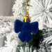 Navy Blue Velvet Christmas Ornament Set, 35 Assorted Balls, Stars and Bows for the Tree