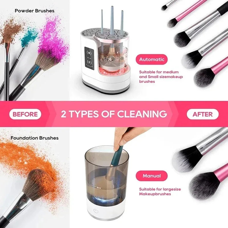 Electric Makeup Brush Cleaner and Dryer, 3-in-1 Beauty Brush Washing Machine with Timer