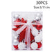 Red, White and Silver Mini Christmas Ornament Set, 30 Pieces with Glitter Star Tree Topper for Small Trees