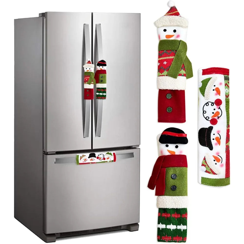Christmas Snowman Appliance Handle Covers, Set of 3 for Refrigerator, Oven and Microwave