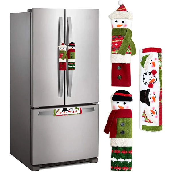 Christmas Snowman Appliance Handle Covers, Set of 3 for Refrigerator, Oven and Microwave