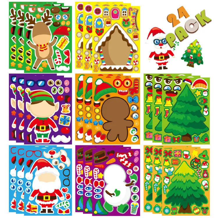 Make-a-Face Christmas Puzzle Stickers, 8 Sheets