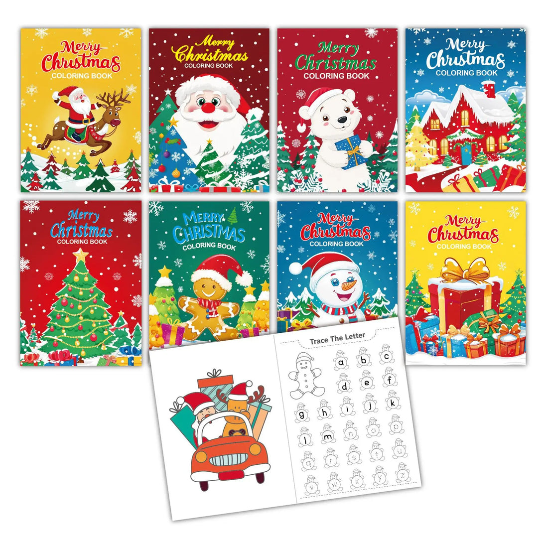 8-Book Set Kids Christmas Coloring Books with Bonus Activity Pages