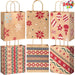 Christmas Kraft Paper Gift Bags with Handles, Assorted Prints, 24 Pack