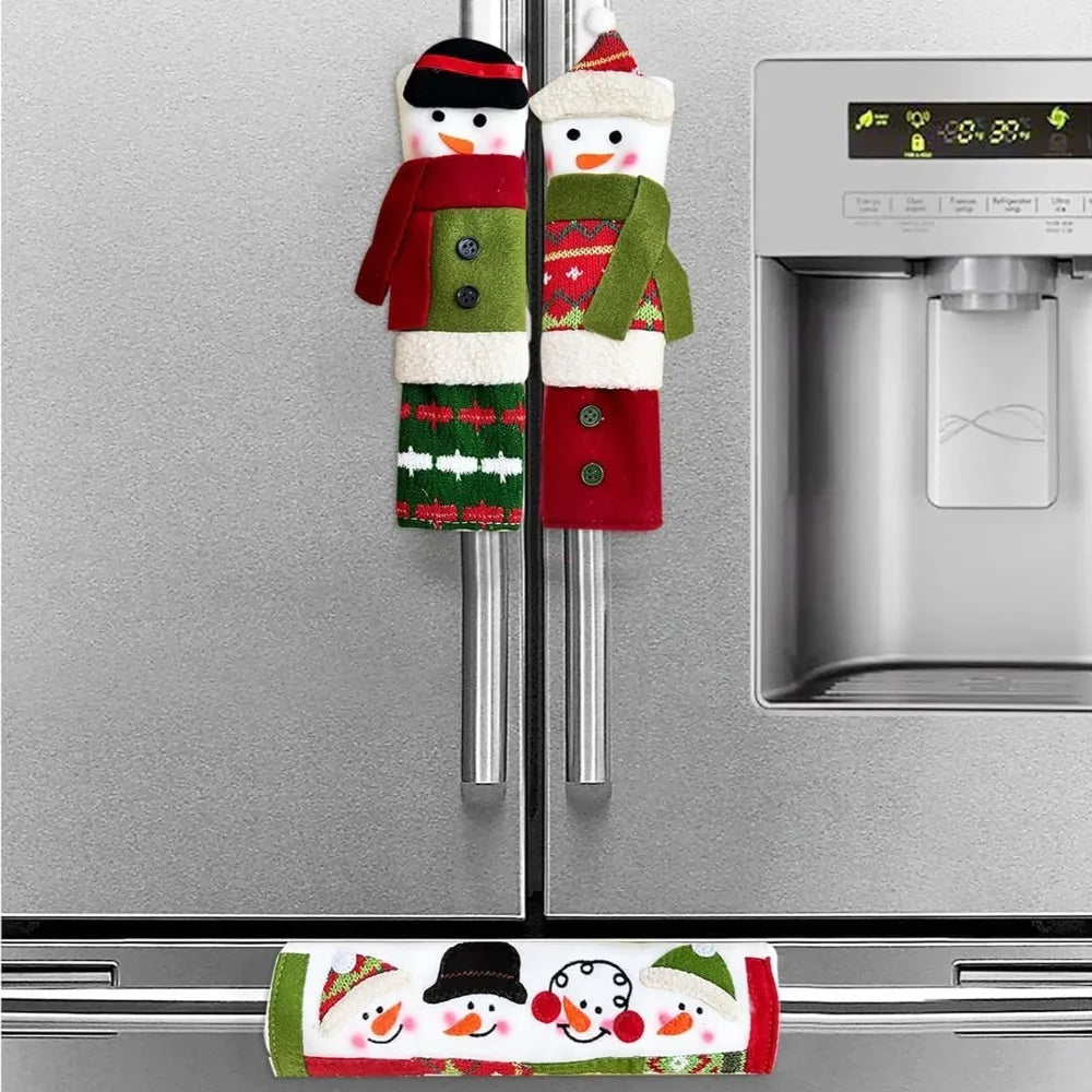 Christmas Snowman Appliance Handle Covers, Set of 3 for Refrigerator, Oven and Microwave