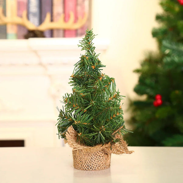 Mini Christmas Tree with Burlap Base, 12 in Tabletop Pine Tree
