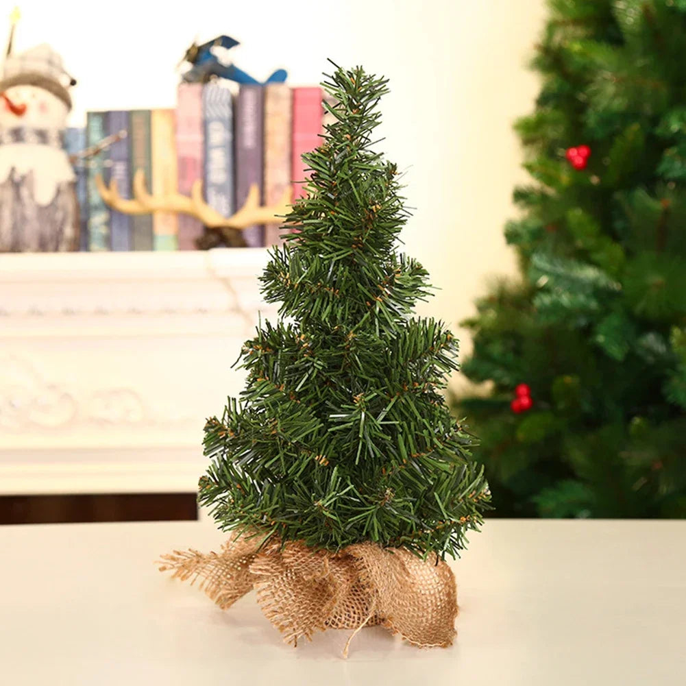 Mini Christmas Tree with Burlap Base, 12 in Tabletop Pine Tree