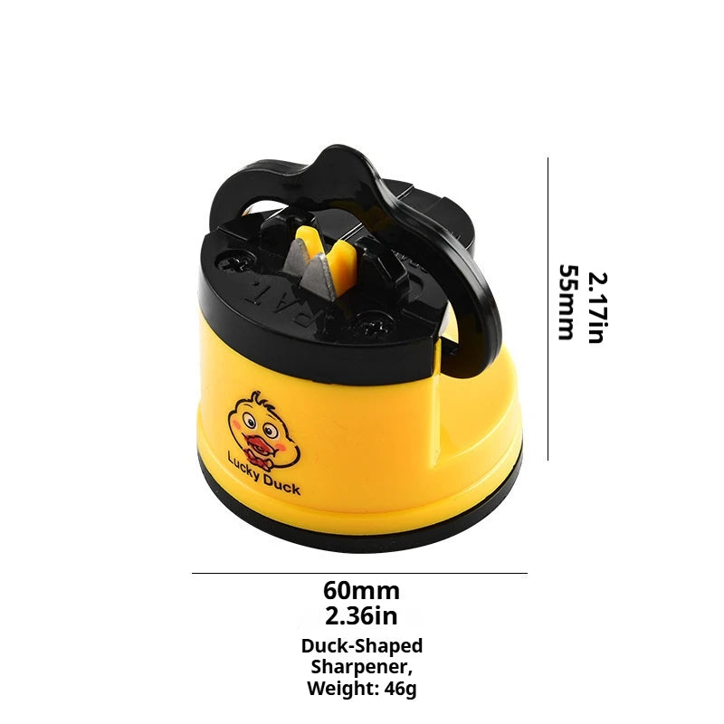 Suction Cup Kitchen Knife Sharpener, Compact Countertop Carbide Sharpener, Duck Design