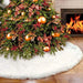 White Faux Fur Christmas Tree Skirt, 48 in Round Plush Tree Base Cover