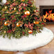 White Faux Fur Christmas Tree Skirt, 48 in Round Plush Tree Base Cover
