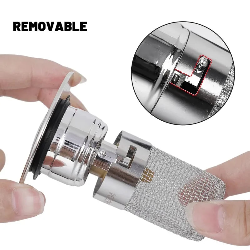 Stainless Steel Pop-Up Floor Drain Filter with Mesh Hair Catcher