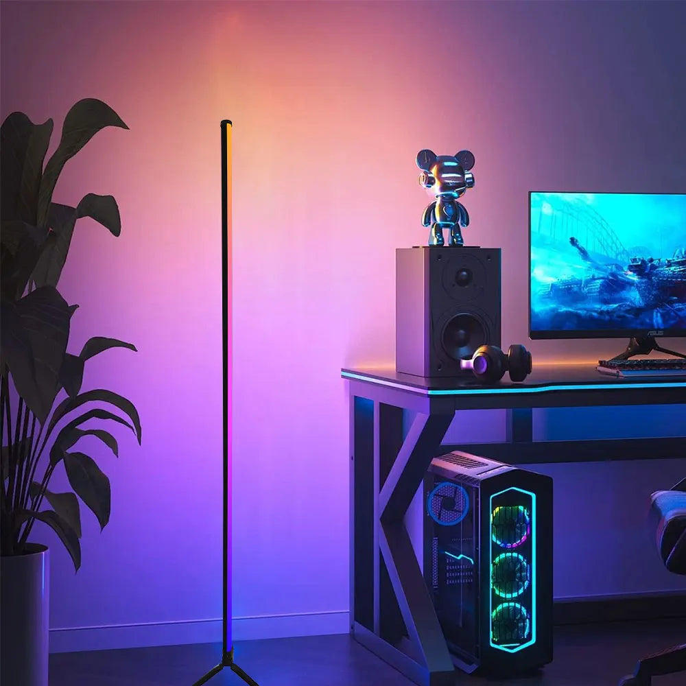 RGB Corner Floor Lamp with App, Remote and Music Sync, 59 in