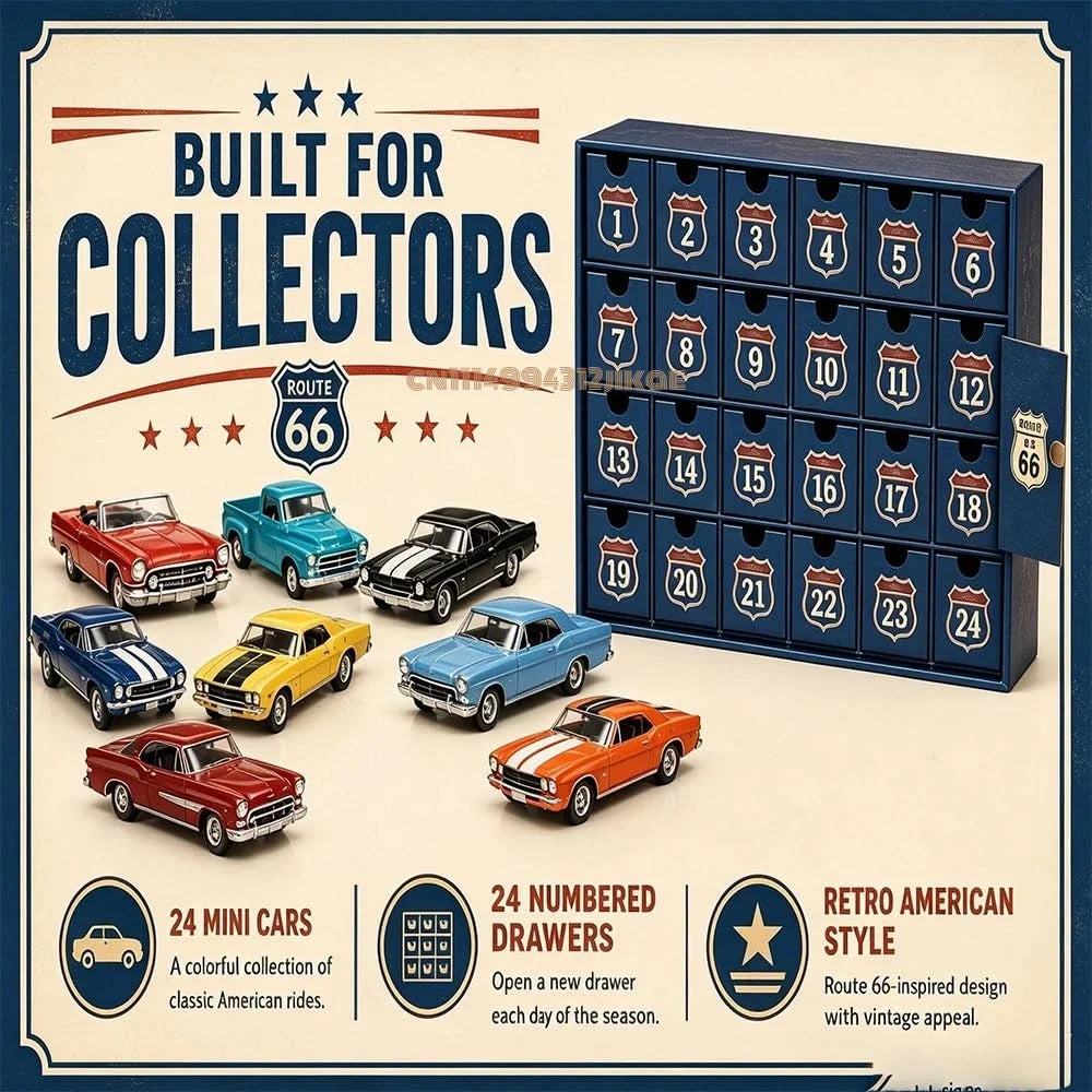 24-Day Christmas Advent Calendar with Die-Cast Vintage Cars