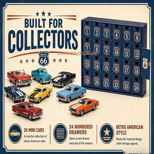 24-Day Christmas Advent Calendar with Die-Cast Vintage Cars