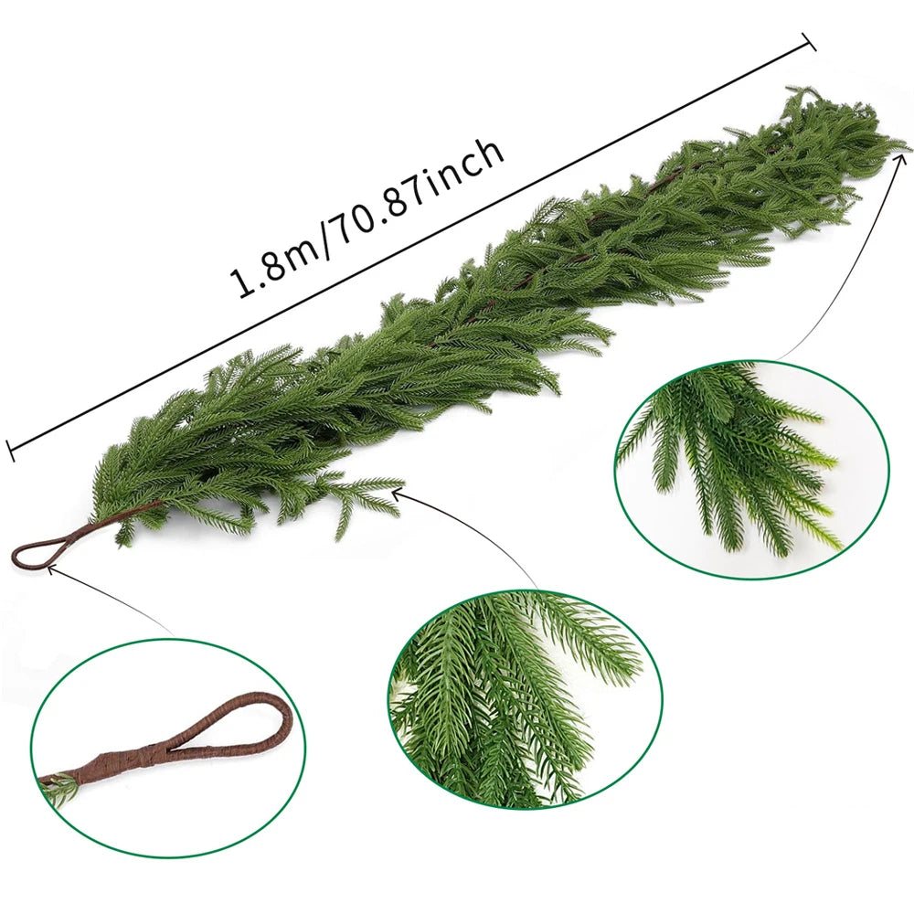 Real Touch Norfolk Pine Christmas Garland, 70.9 in (180 cm)
