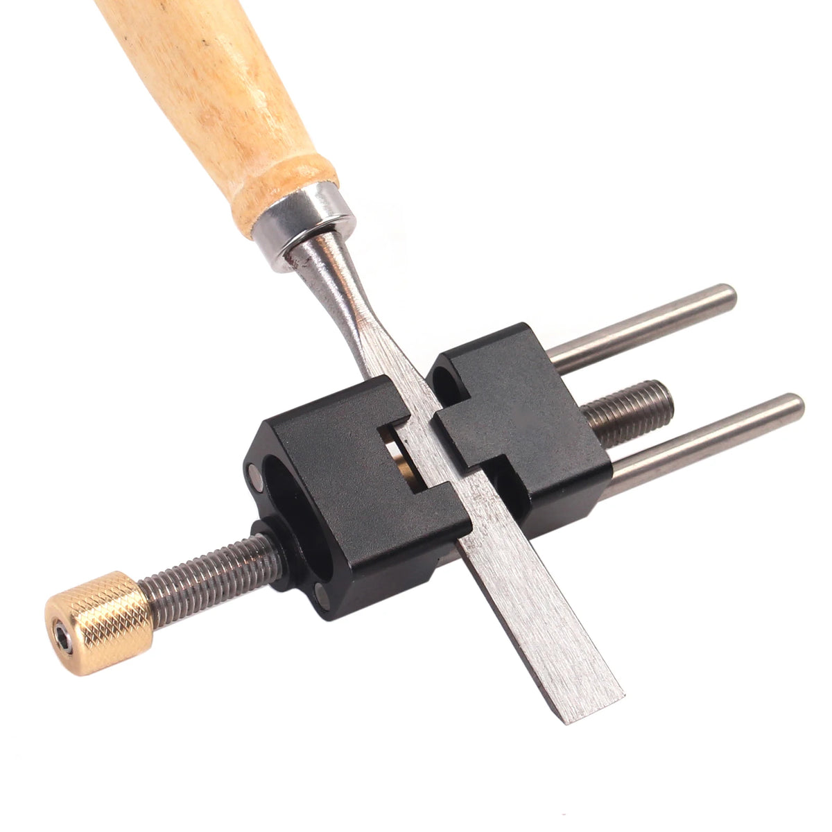 Honing Guide Sharpening Jig for Chisel and Plane Blades, Aluminum with Brass Roller