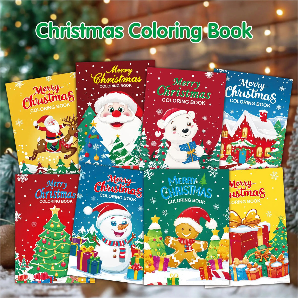 8-Book Set Kids Christmas Coloring Books with Bonus Activity Pages
