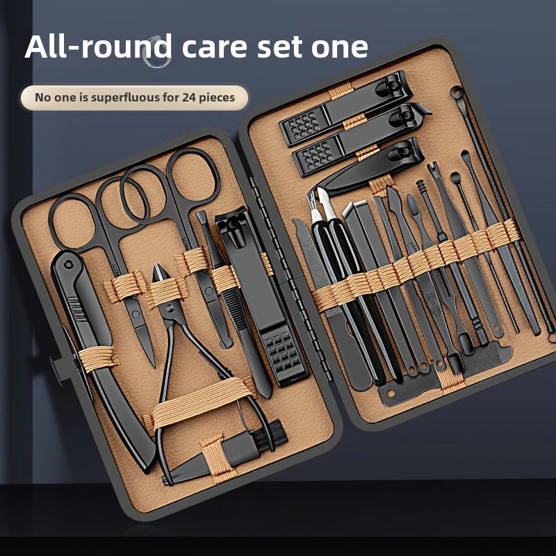 24-Piece Manicure and Pedicure Nail Clipper Set in Folding Travel Case