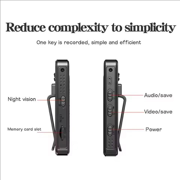 Clip-On Mini Body Camera, HD Video Recorder with Night Vision and Loop Recording
