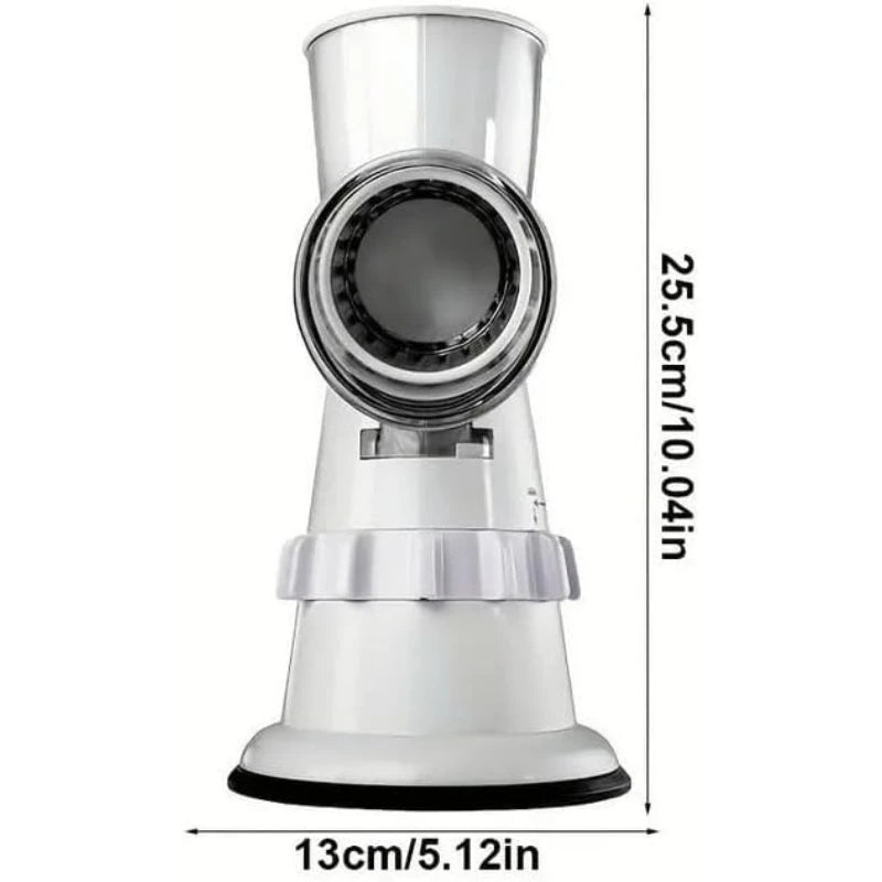 Rotary Cheese Grater with 3 Stainless Steel Drums and Suction Base