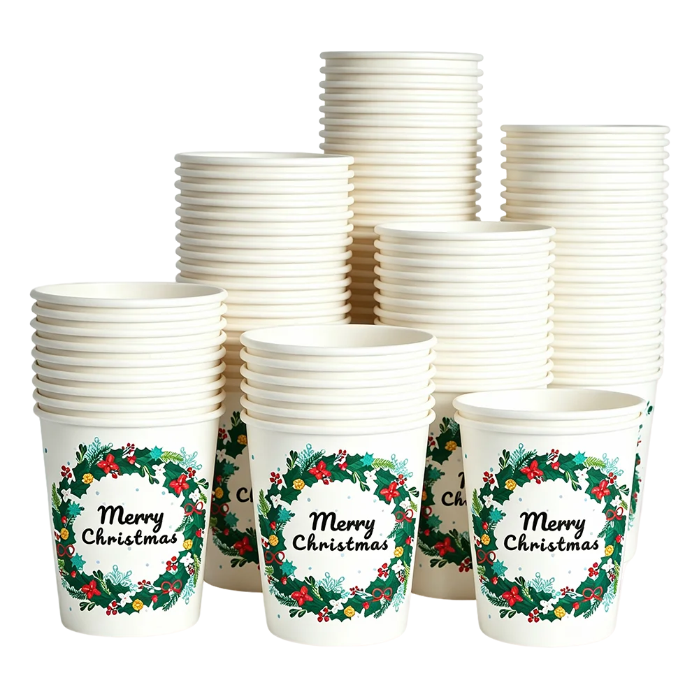 Christmas Winter Paper Cups, 10 Pack