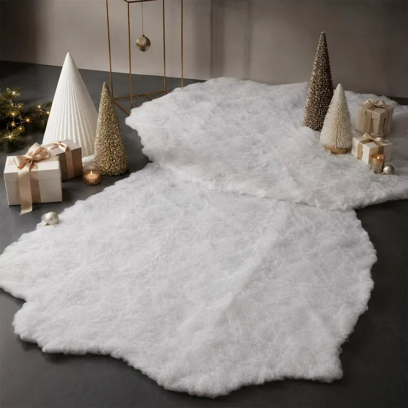 Christmas Snow Blanket, 31.5 x 47 in Artificial Snow Cover for Tree Base, Village Display and Mantel