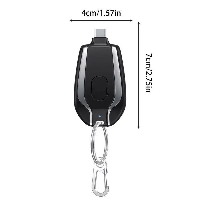 Keychain Emergency Power Bank for Travel, 1500mAh USB-C