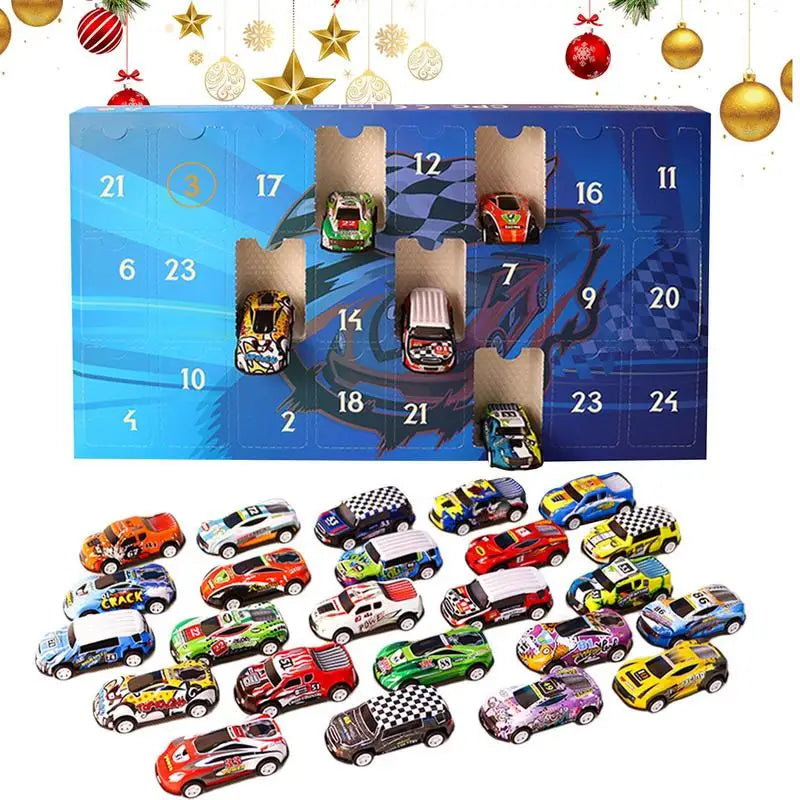 Christmas Advent Calendar with 24 Toy Cars, 24-Day Countdown Gift Set